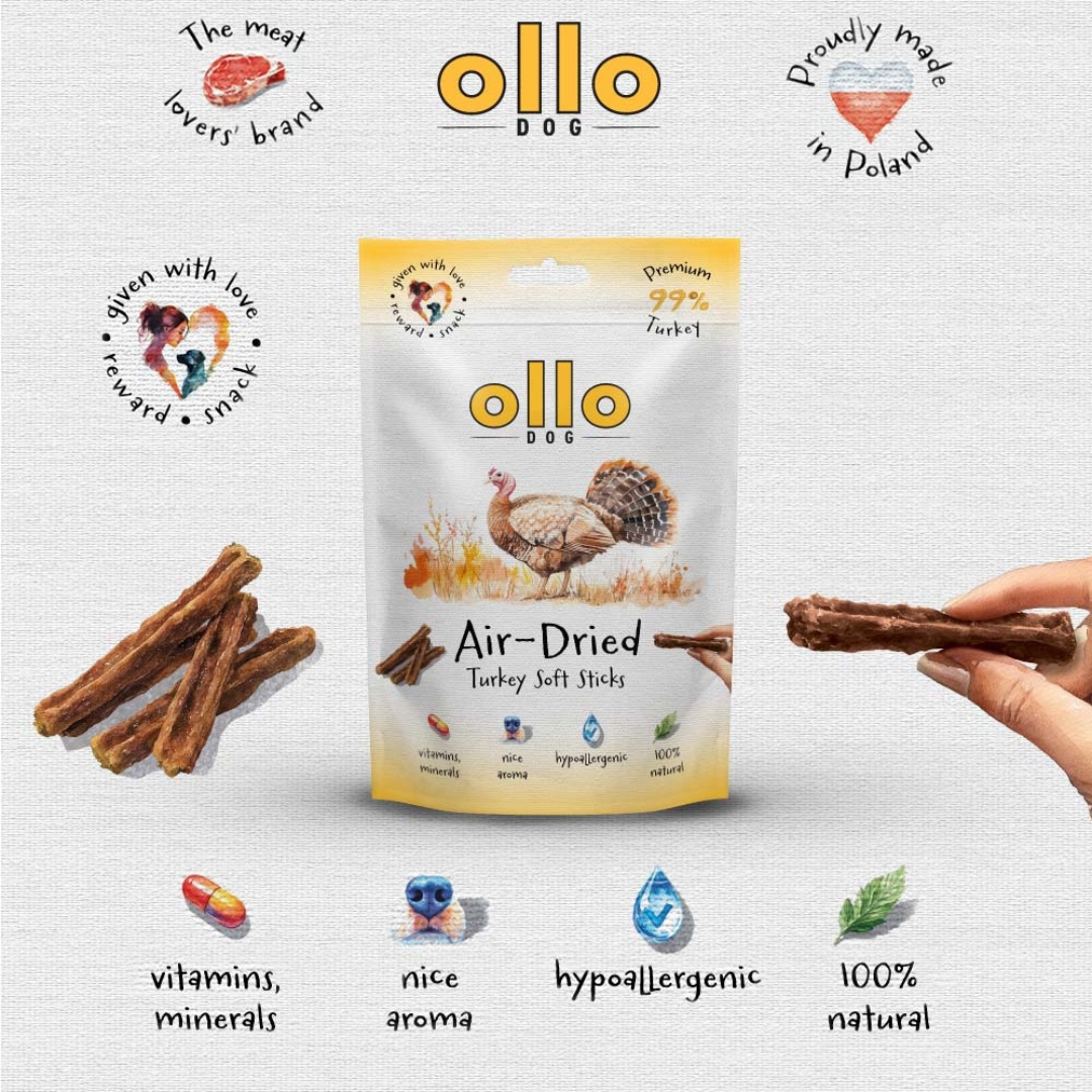 ollo turkey sticks, przysmaki ollo dla psa z indykiem, smaczki dla maltańczyka