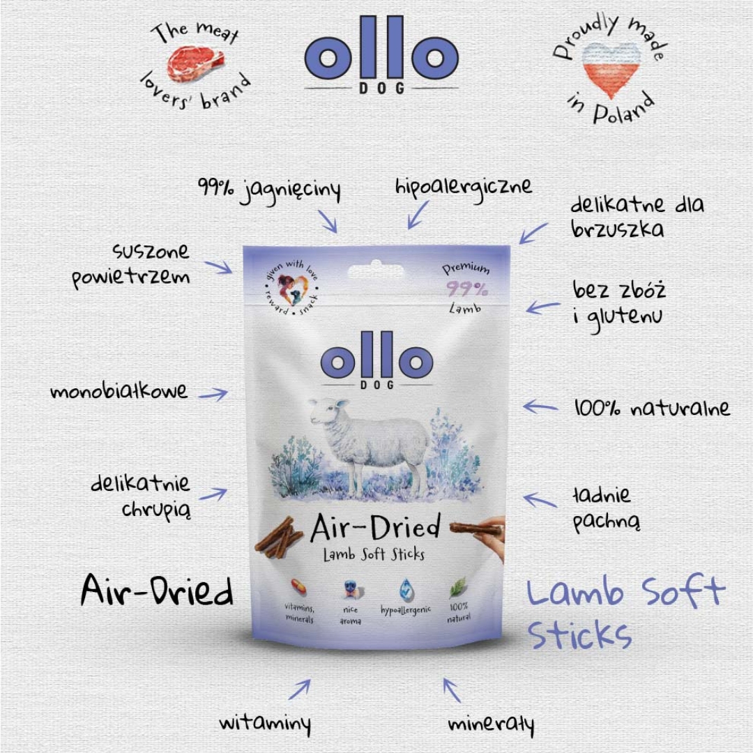 przysmaki ollo lamb sticks, przysmaki dla maltanczyka