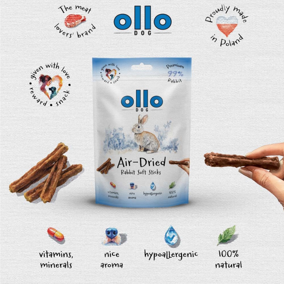 przysmaki ollo rabbit sticks, przysmaki dla maltańczyka