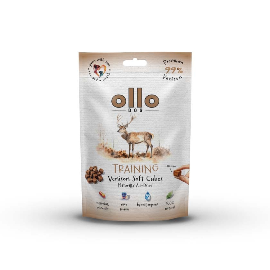 przysmaki ollo air dried training venison cubes, przysmaki dla maltańczyka