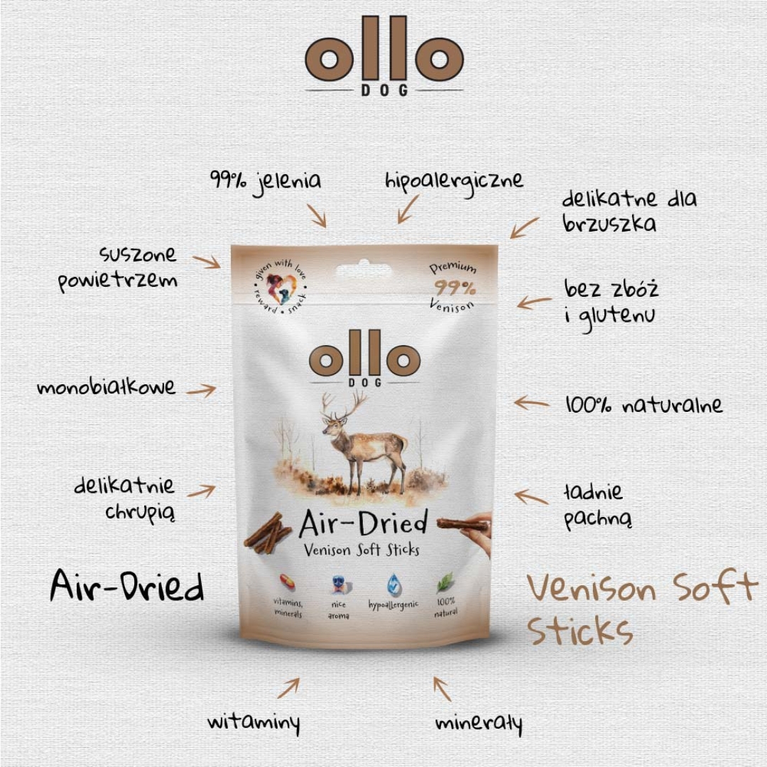 przysmaki ollo venison sticks dla psa, przysmaki dla maltańczyka