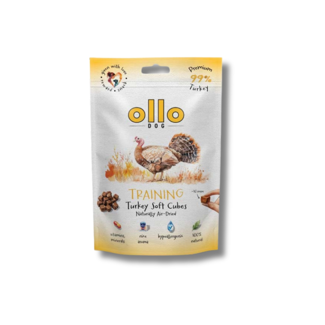 przysmaki ollo training turkey cubes, treningówki dla maltańczyka
