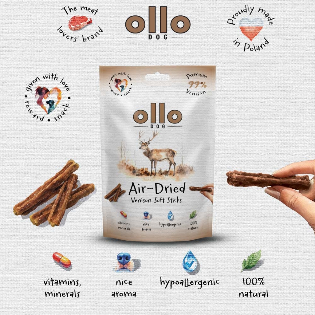 przysmaki ollo venison sticks dla psa, przysmaki dla maltańczyka